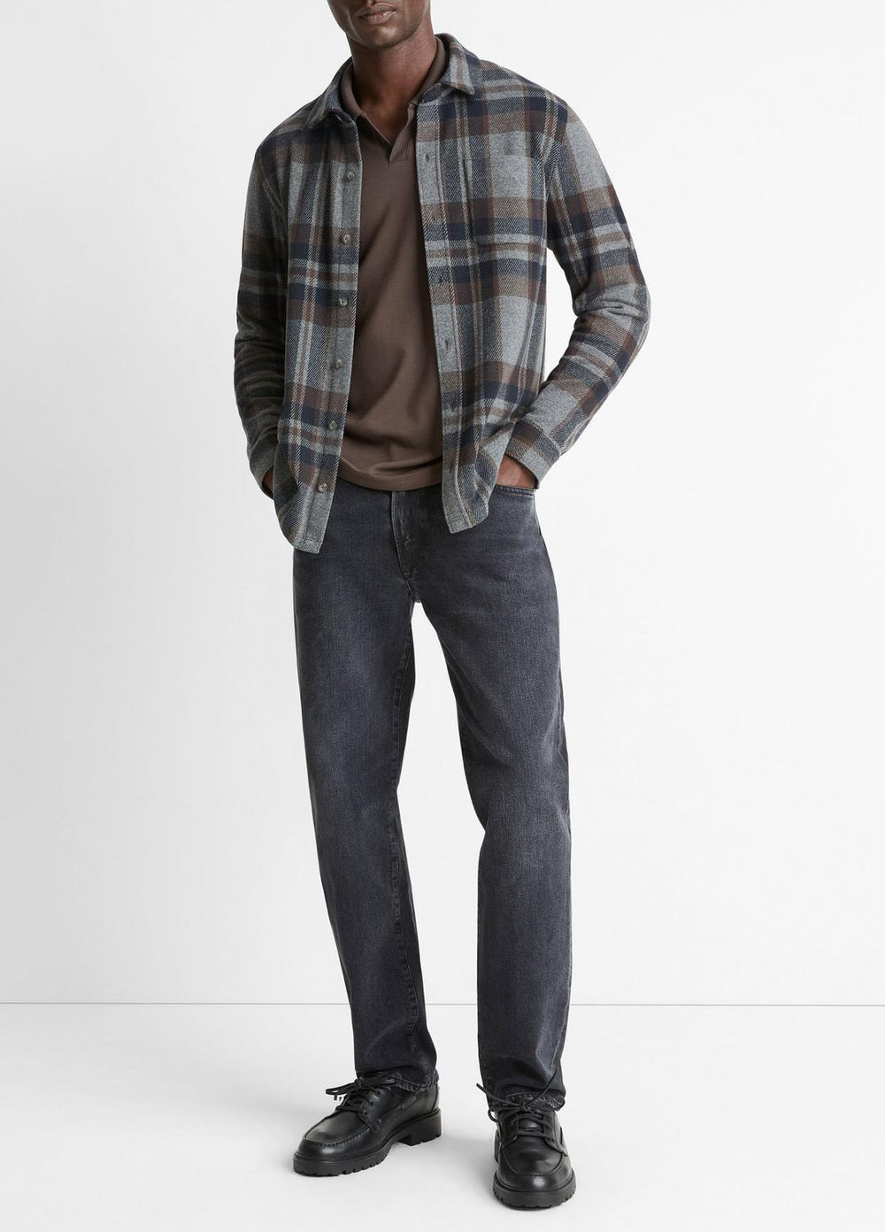Plaid Cotton-Blend Shirt Jacket in Shirt Jackets | Vince Online