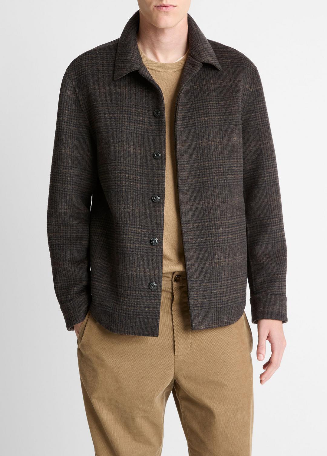 Plaid Splittable Wool-Blend Shirt Jacket in Shirt Jackets | Vince outlet