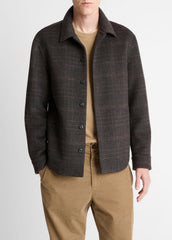 Plaid Splittable Wool-Blend Shirt Jacket in Shirt Jackets | Vince outlet
