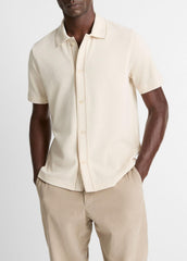 Jacquard-Knit Cotton Short-Sleeve Button-Front Shirt in Short Sleeve | Vince sale