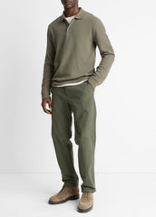 Basket-Weave Cotton Long-Sleeve Polo Shirt in Henleys & Polos | Vince sale
