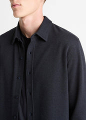 Herringbone Cotton-Blend Button-Front Shirt in Long Sleeve | Vince US