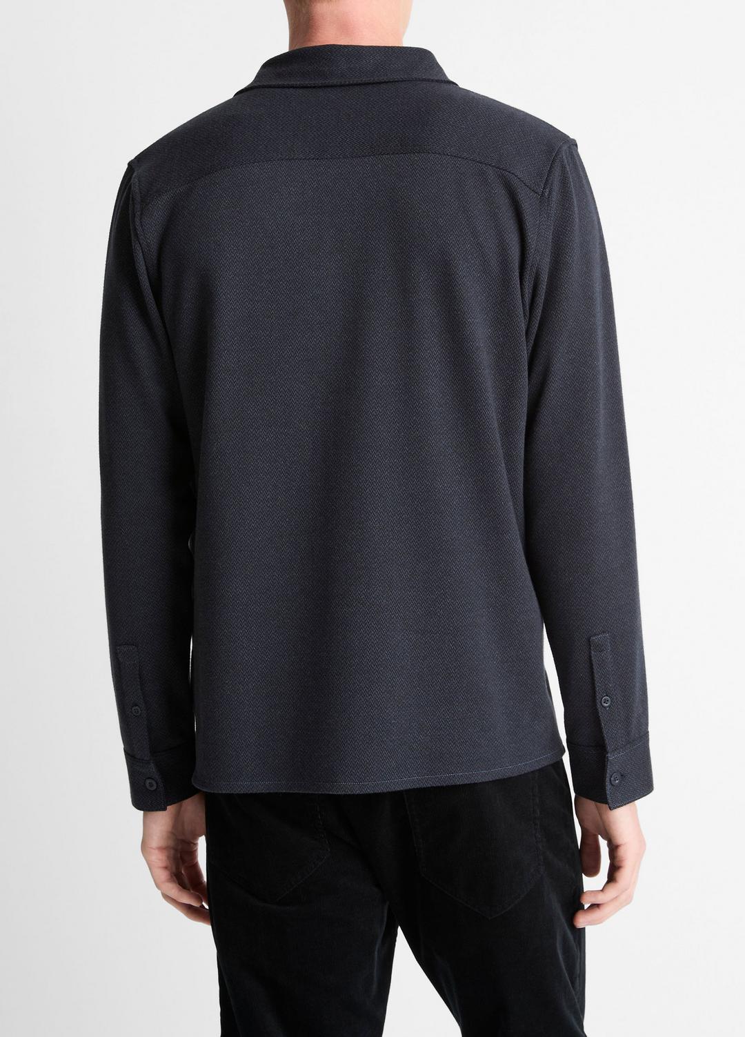 Herringbone Cotton-Blend Button-Front Shirt in Long Sleeve | Vince US