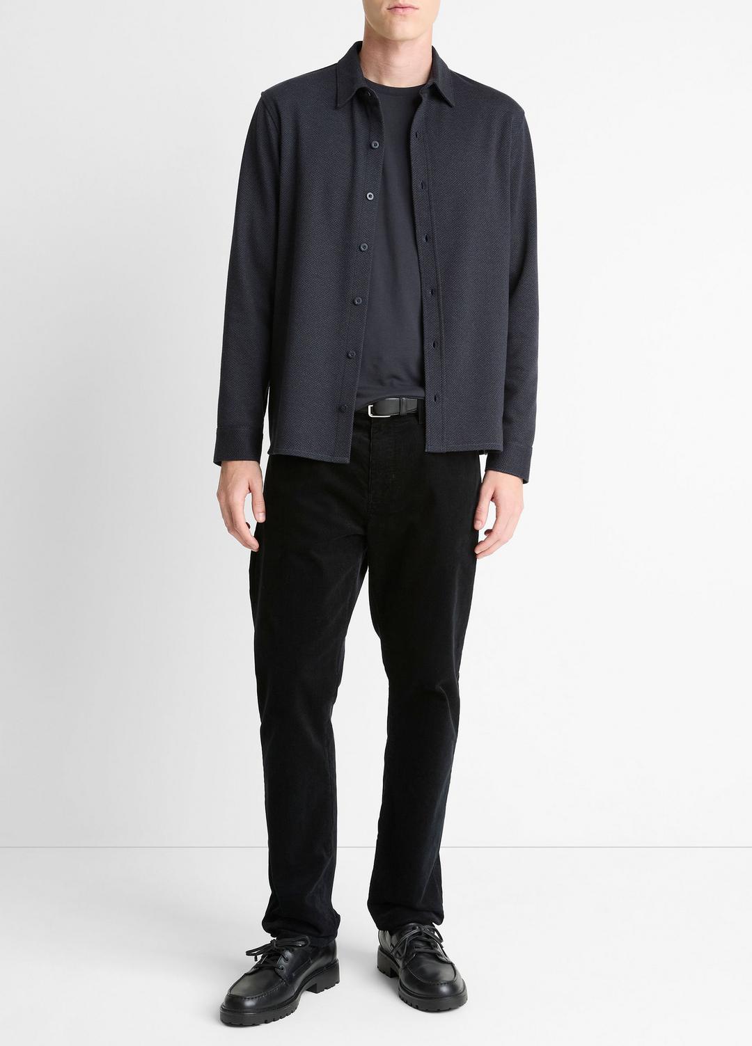 Herringbone Cotton-Blend Button-Front Shirt in Long Sleeve | Vince US