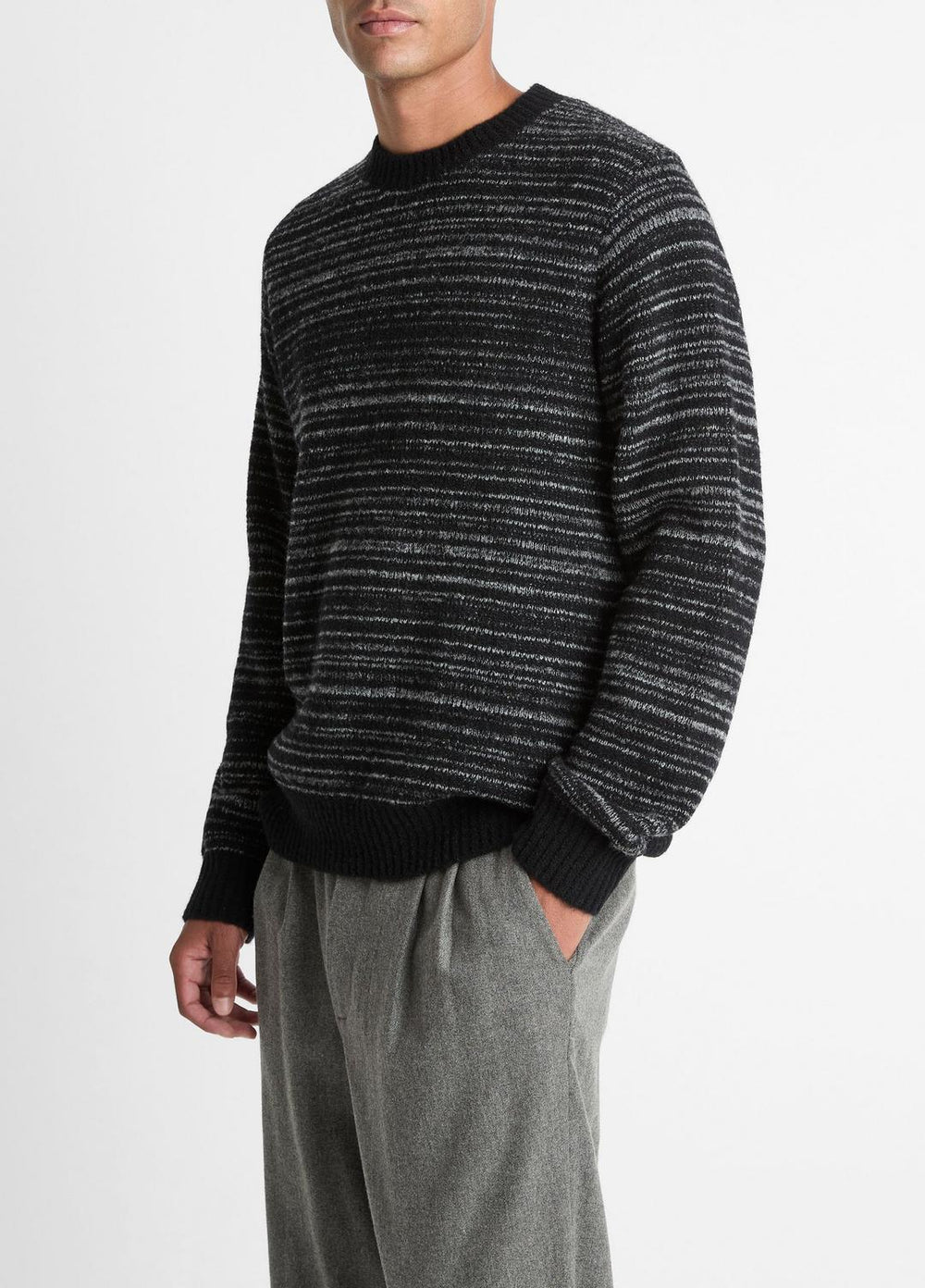 Marled Stripe Merino Wool-Blend Sweater in Crew Neck | Vince on sale