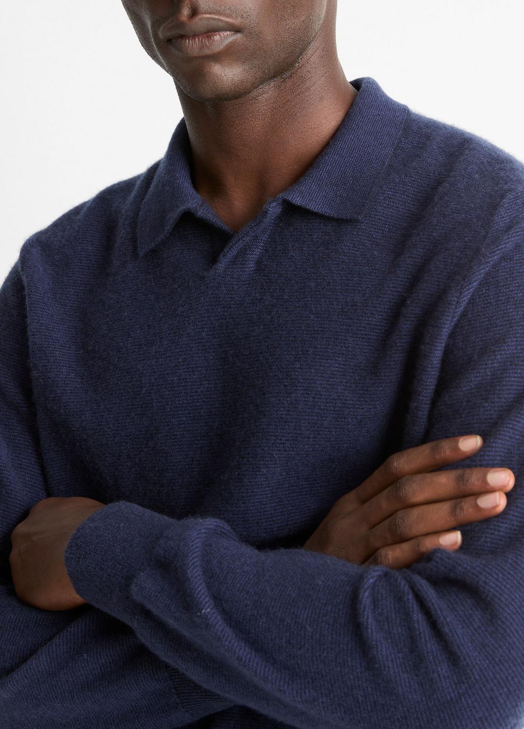 Feed Stripe Plush Cashmere Johnny-Collar Sweater in Cashmere | Vince Online