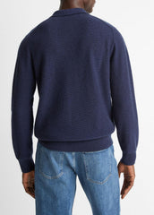 Feed Stripe Plush Cashmere Johnny-Collar Sweater in Cashmere | Vince Online