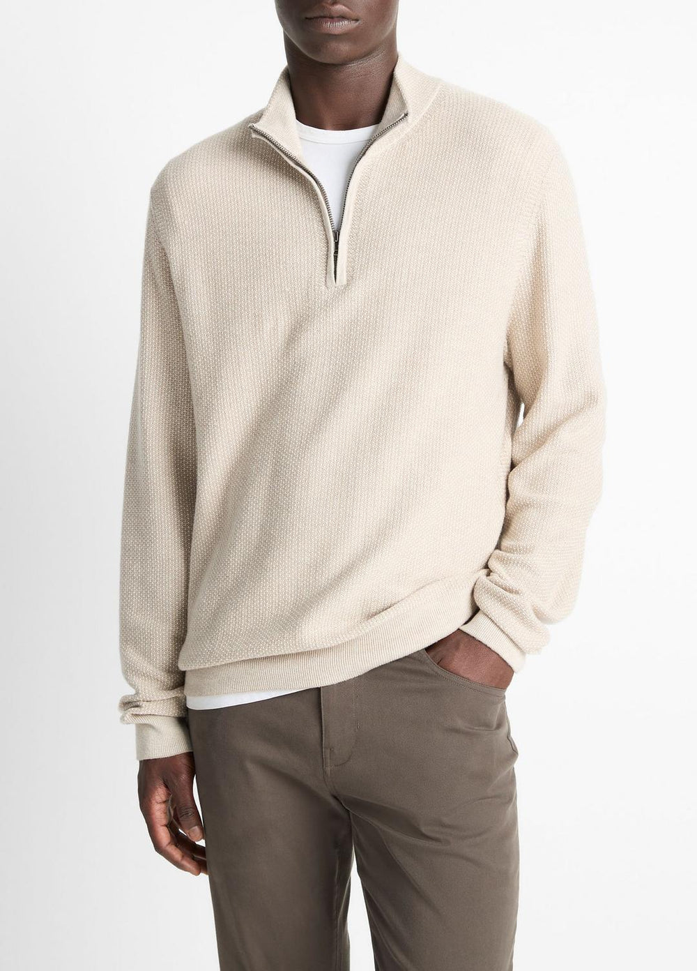 Geo-Jacquard Wool-Blend Quarter-Zip Sweater in Quarter Zip | Vince discount