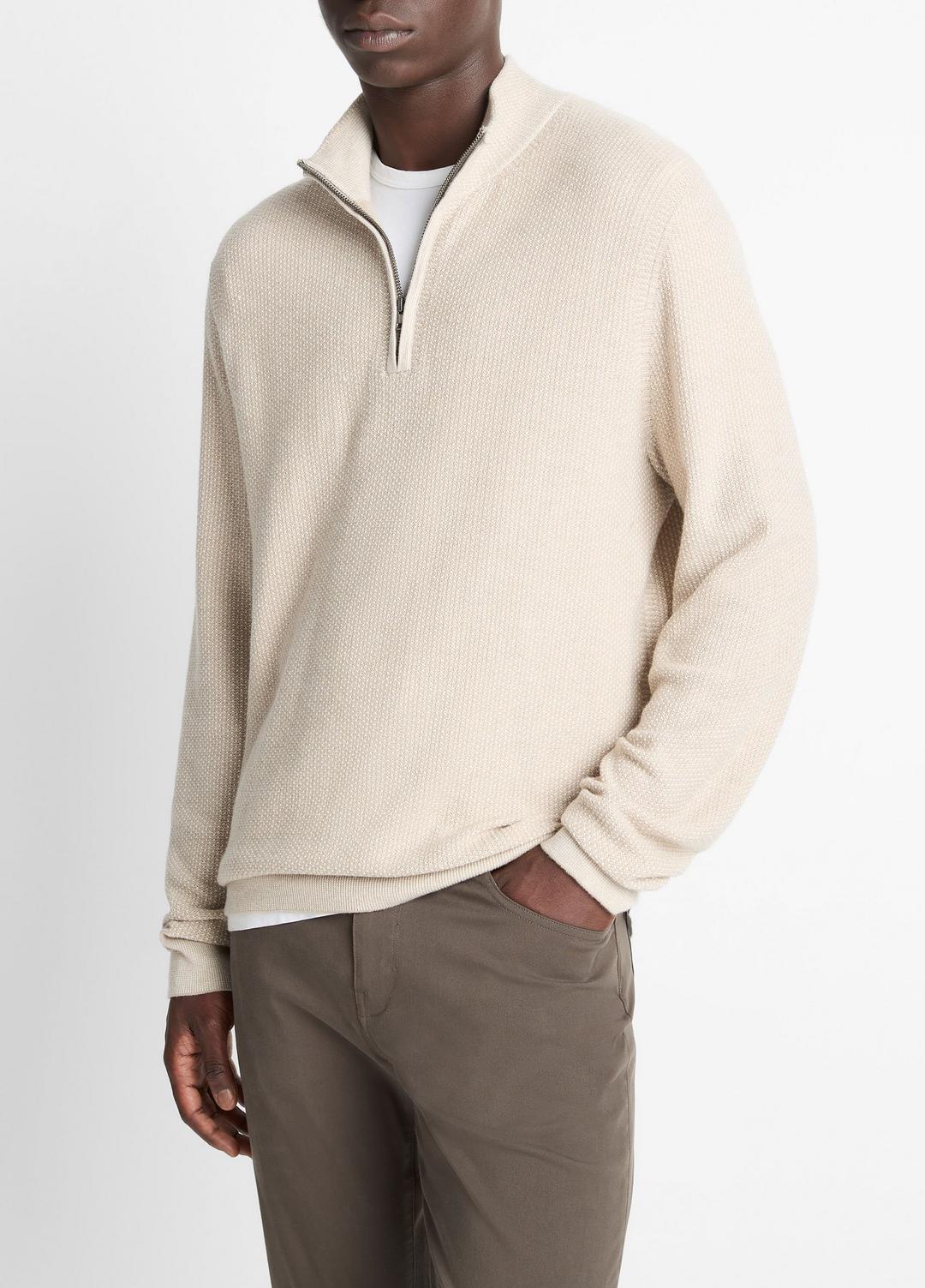 Geo-Jacquard Wool-Blend Quarter-Zip Sweater in Quarter Zip | Vince discount