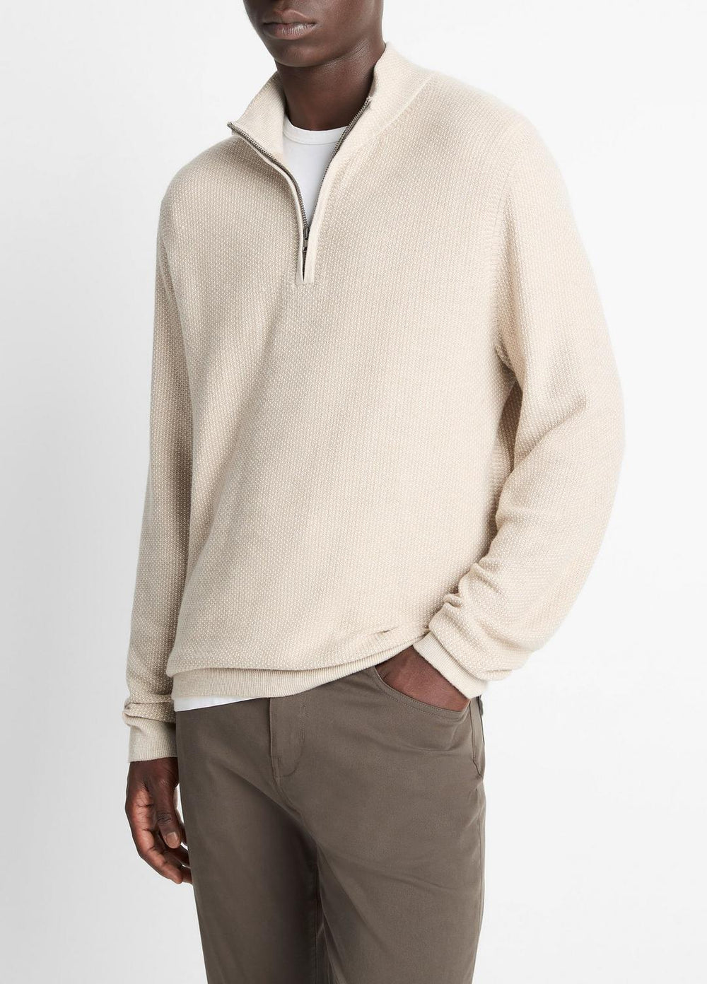 Geo-Jacquard Wool-Blend Quarter-Zip Sweater in Quarter Zip | Vince discount