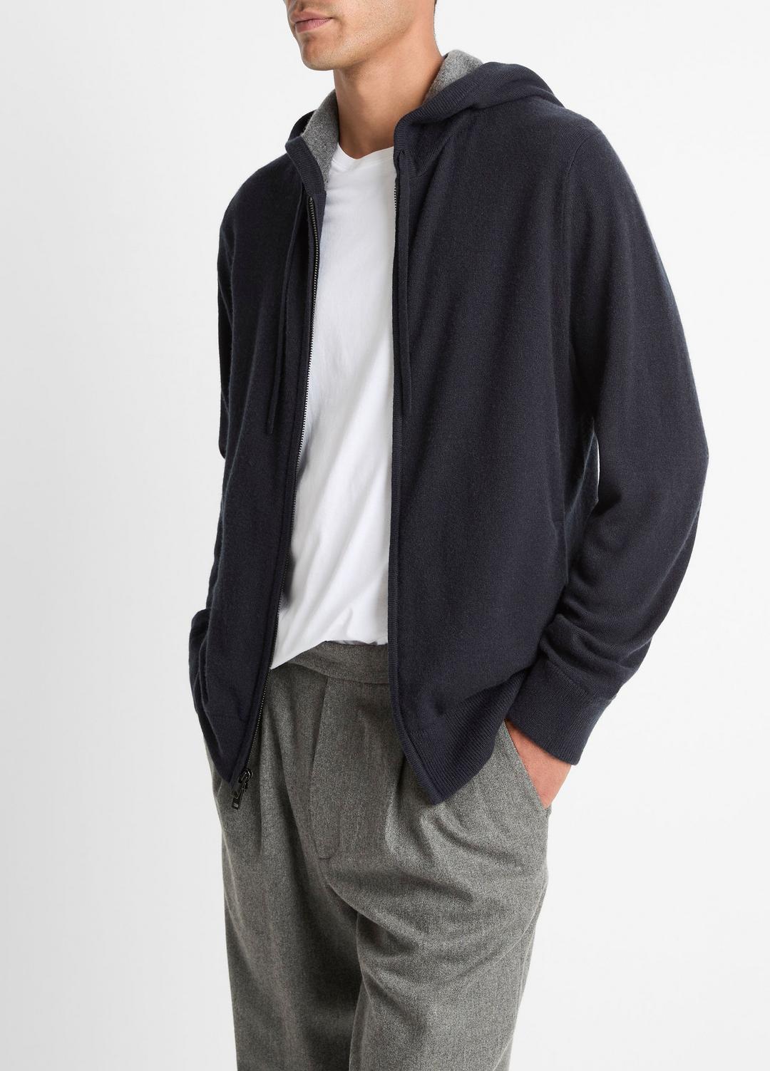 Cashmere Zip-Front Hoodie in Cashmere | Vince US