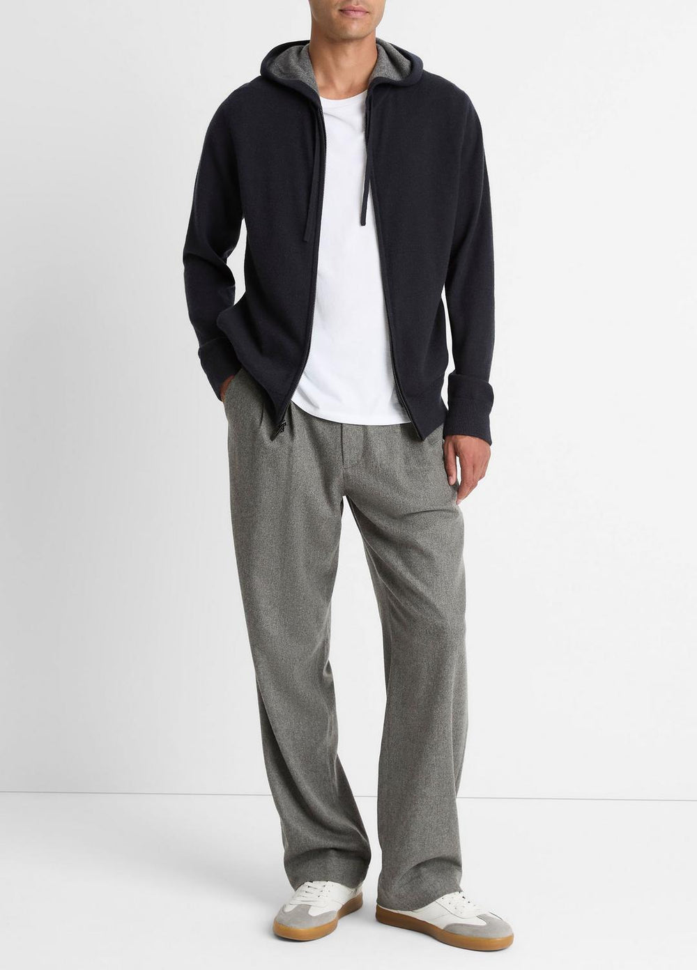 Cashmere Zip-Front Hoodie in Cashmere | Vince US