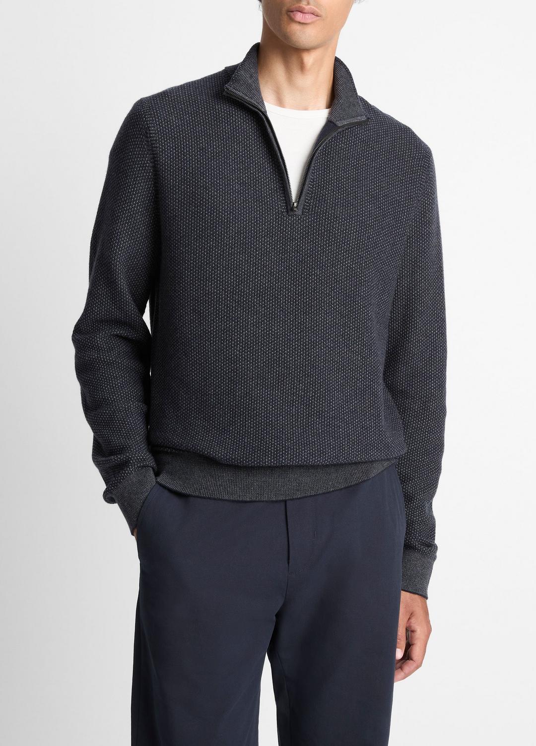 Geo-Jacquard Wool-Blend Quarter-Zip Sweater in Quarter Zip | Vince on sale