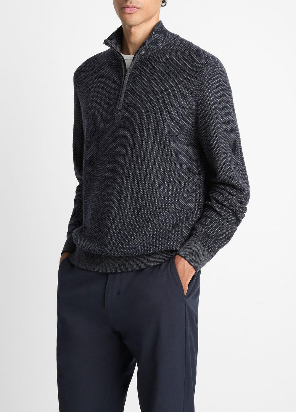 Geo-Jacquard Wool-Blend Quarter-Zip Sweater in Quarter Zip | Vince on sale