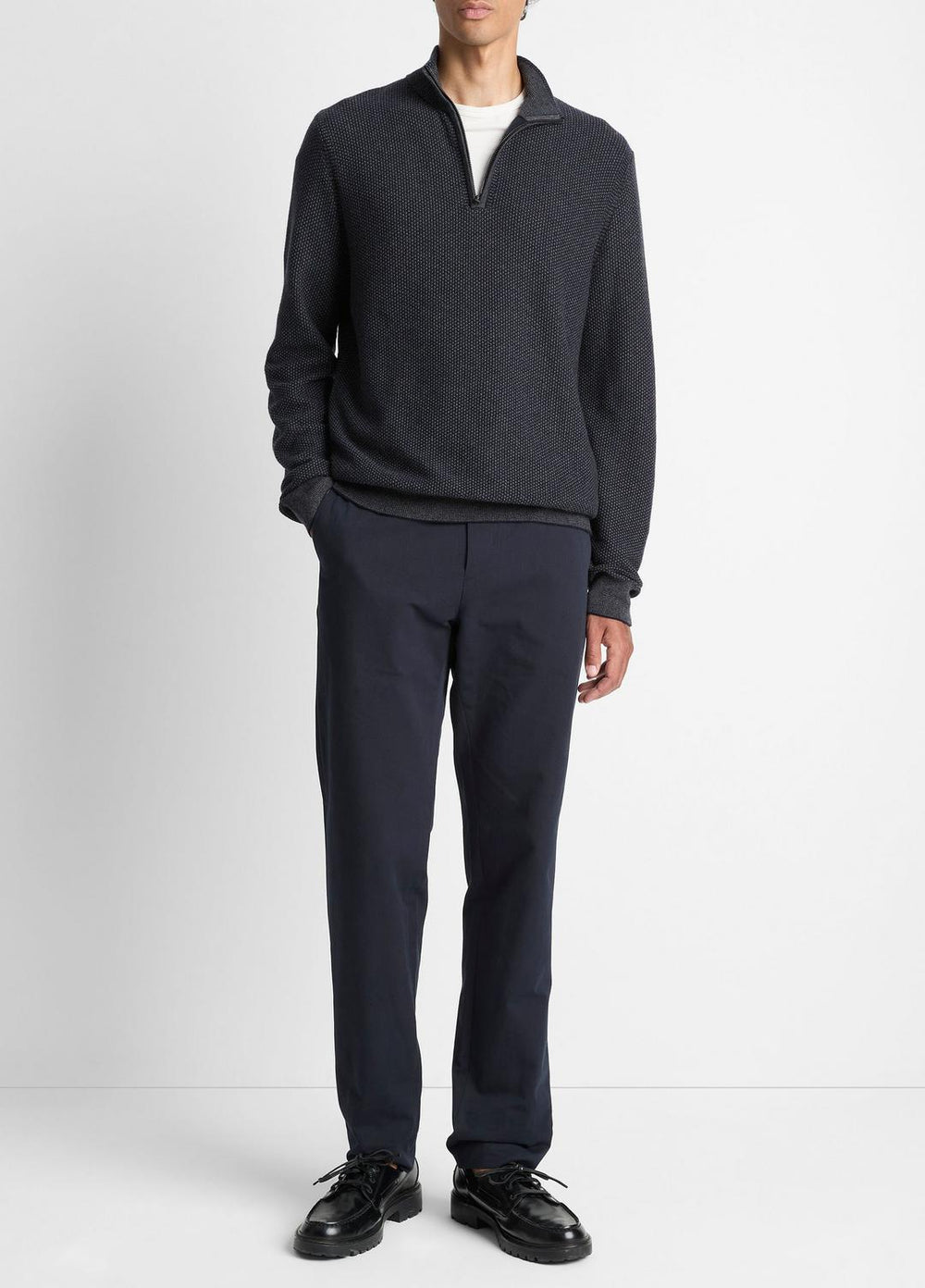 Geo-Jacquard Wool-Blend Quarter-Zip Sweater in Quarter Zip | Vince on sale