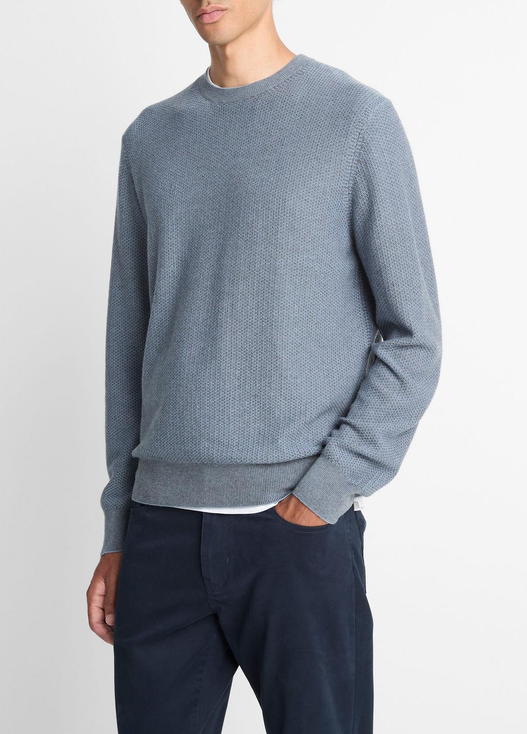 Geo-Jacquard Wool-Blend Crew Neck Sweater in Crew Neck | Vince on sale