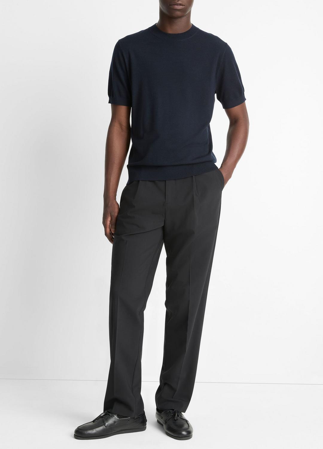 Featherweight Merino Wool-Cashmere Short-Sleeve Sweater in Crew Neck | Vince sale