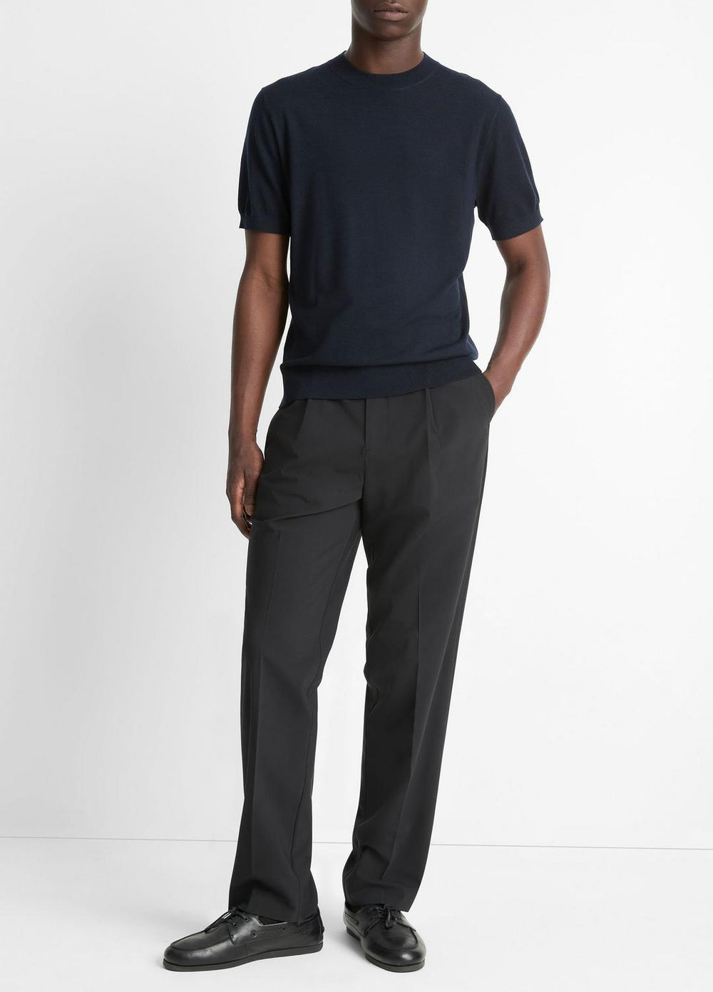 Featherweight Merino Wool-Cashmere Short-Sleeve Sweater in Crew Neck | Vince sale