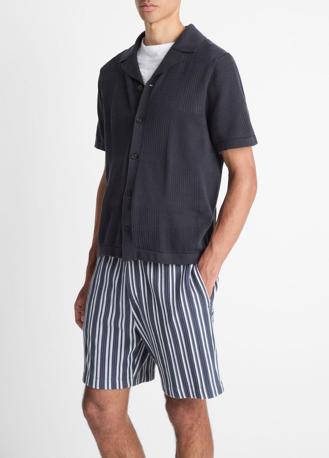 Patchwork Pointelle Short-Sleeve Shirt in Short Sleeve | Vince on sale