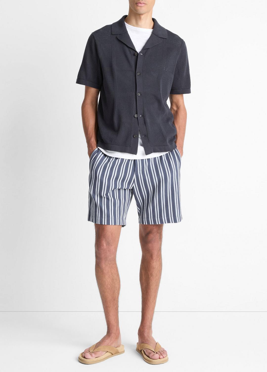 Patchwork Pointelle Short-Sleeve Shirt in Short Sleeve | Vince on sale