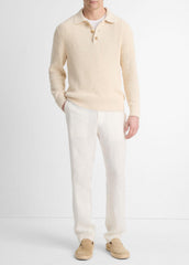 Shaker Italian Cotton-Blend Polo Sweater in Sweaters | Vince US
