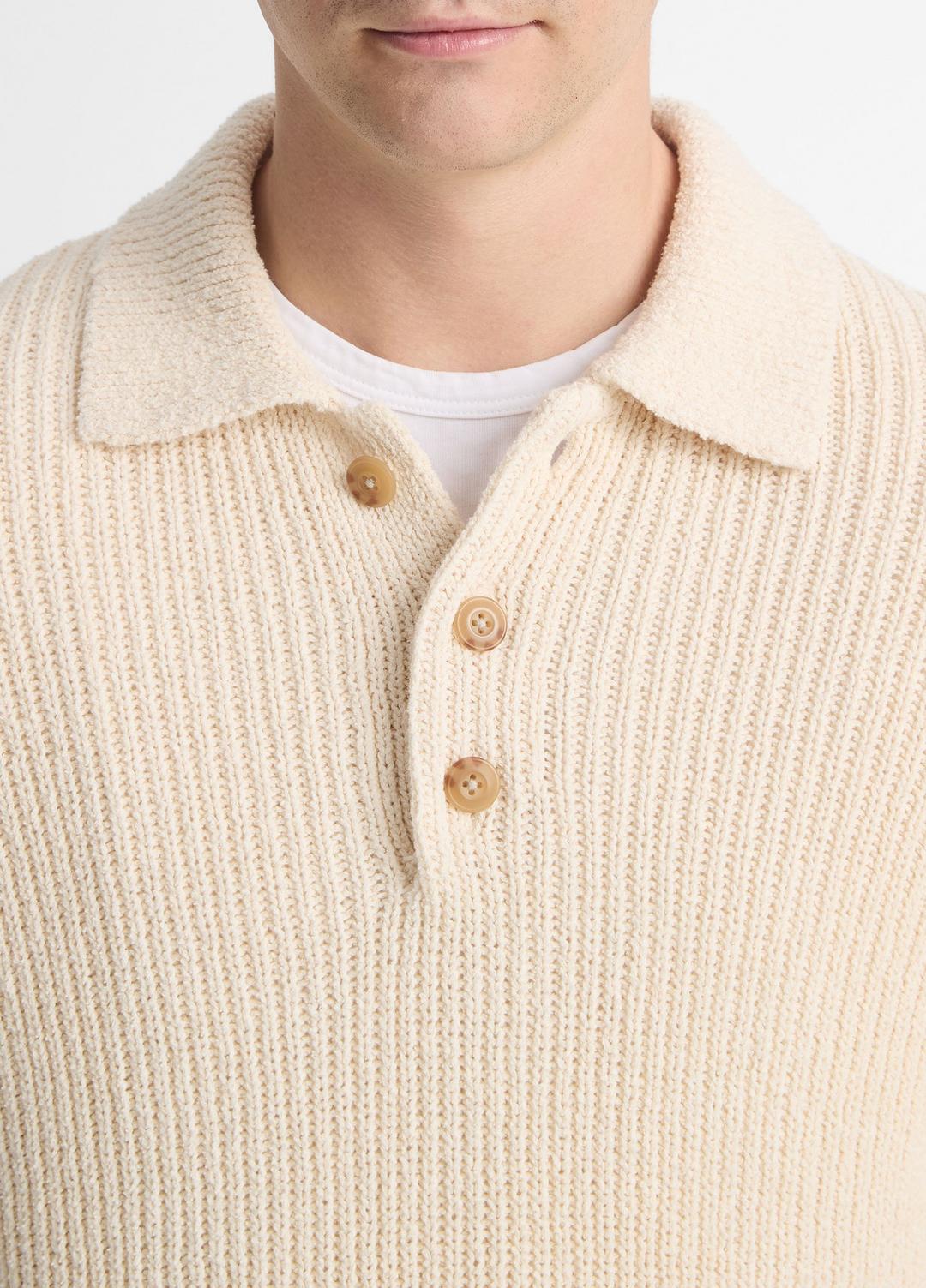 Shaker Italian Cotton-Blend Polo Sweater in Sweaters | Vince US