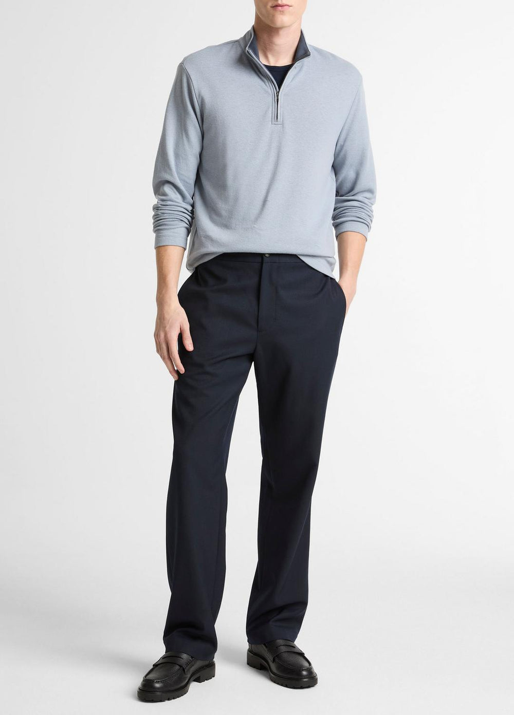 Double-Face Cotton-Blend Quarter-Zip Pullover in Quarter Zip | Vince Online