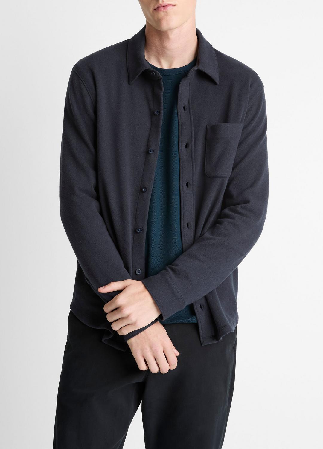 Knit Cotton-Blend Button-Front Shirt in Long Sleeve | Vince sale