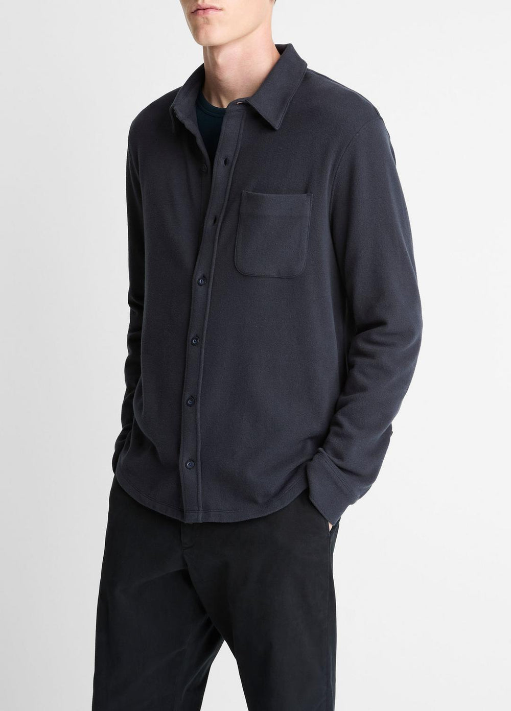 Knit Cotton-Blend Button-Front Shirt in Long Sleeve | Vince sale