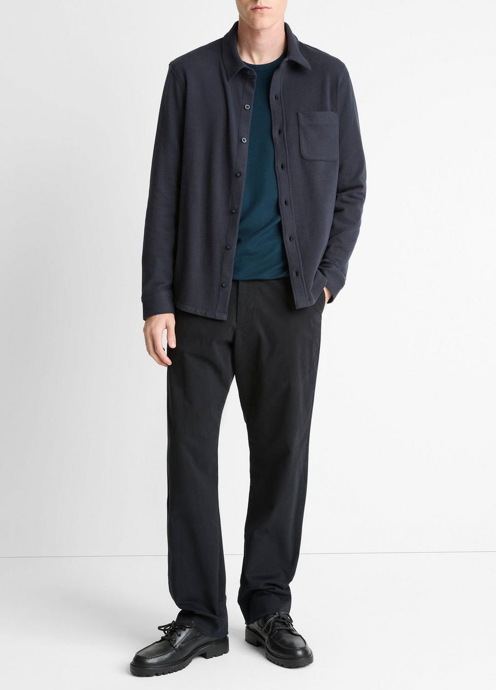 Knit Cotton-Blend Button-Front Shirt in Long Sleeve | Vince sale