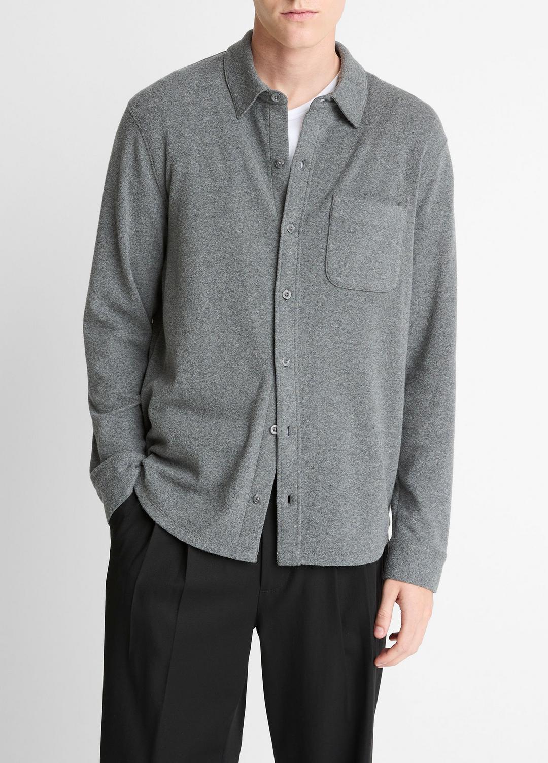 Knit Cotton-Blend Button-Front Shirt in Long Sleeve | Vince on sale