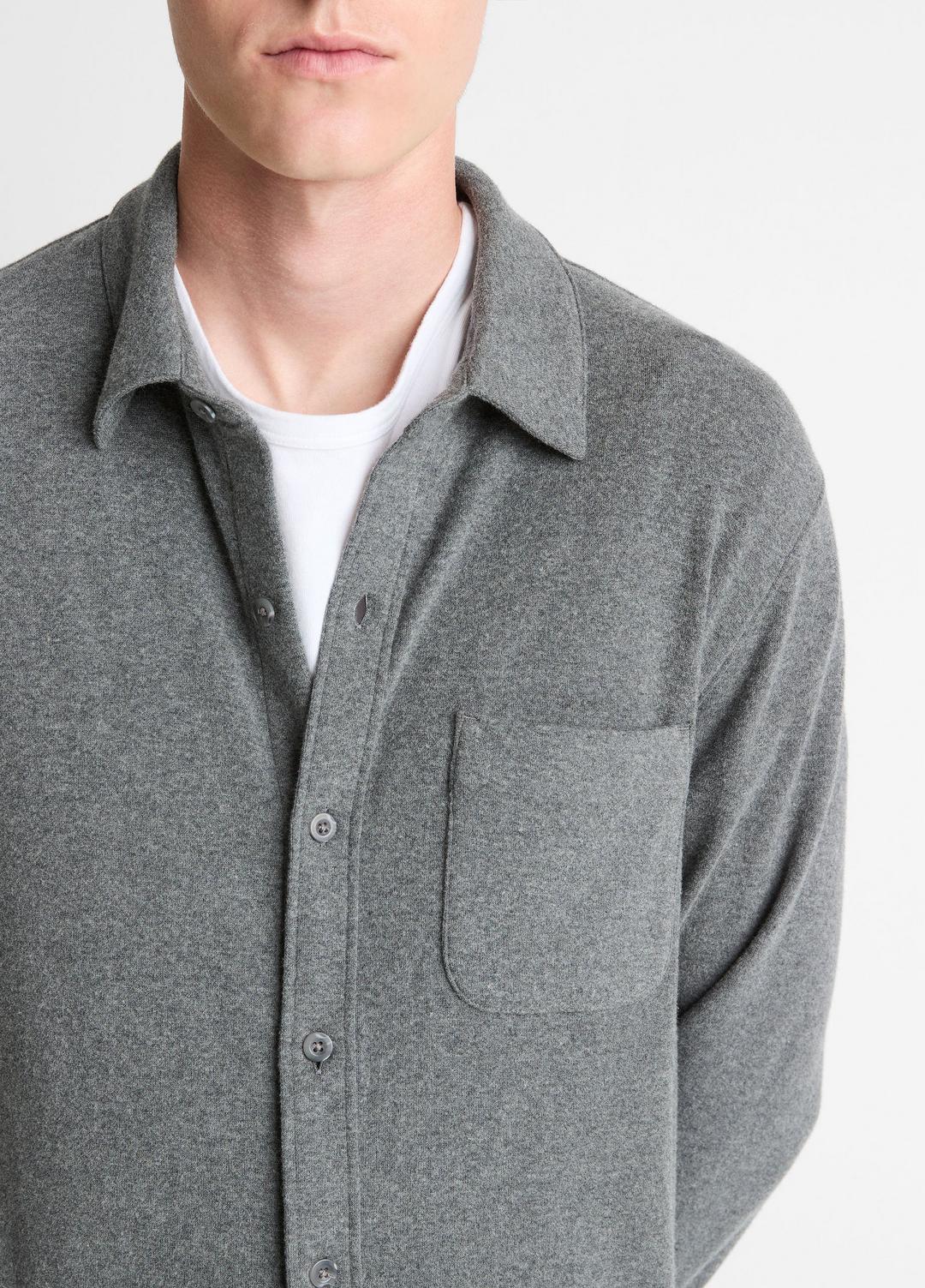 Knit Cotton-Blend Button-Front Shirt in Long Sleeve | Vince on sale