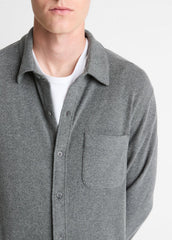Knit Cotton-Blend Button-Front Shirt in Long Sleeve | Vince on sale
