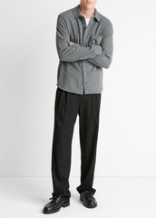 Knit Cotton-Blend Button-Front Shirt in Long Sleeve | Vince on sale