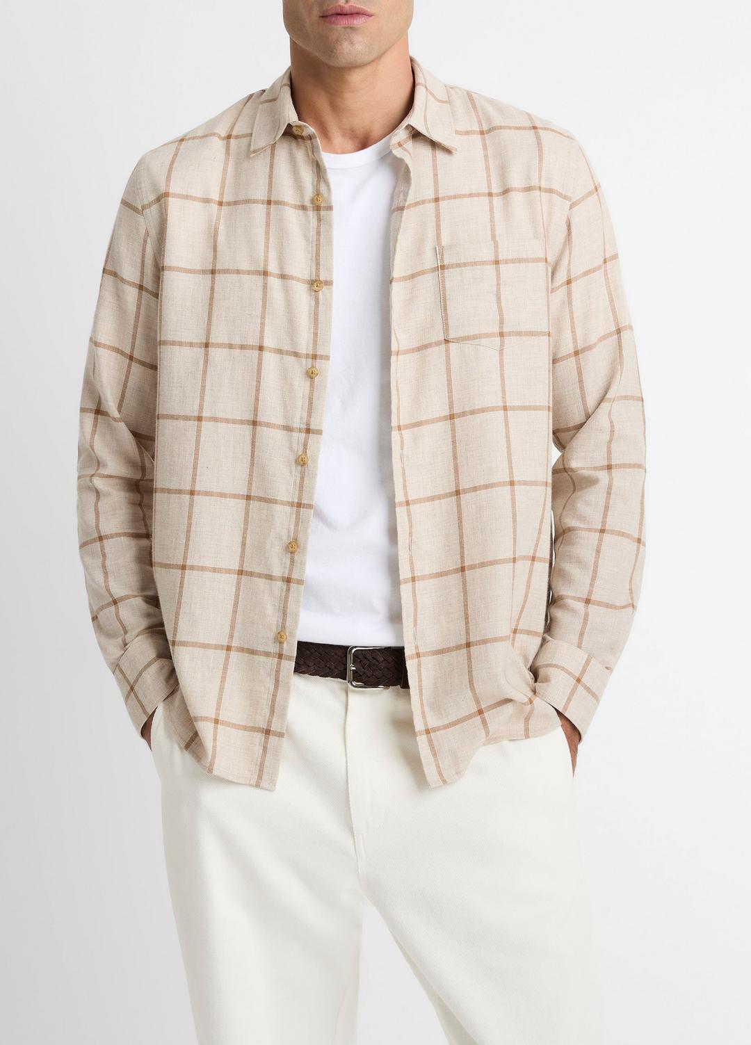 Rockery Plaid Cotton Button-Front Shirt in Long Sleeve | Vince Online