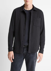 Knit Cotton-Blend Button-Front Shirt in Long Sleeve | Vince discount