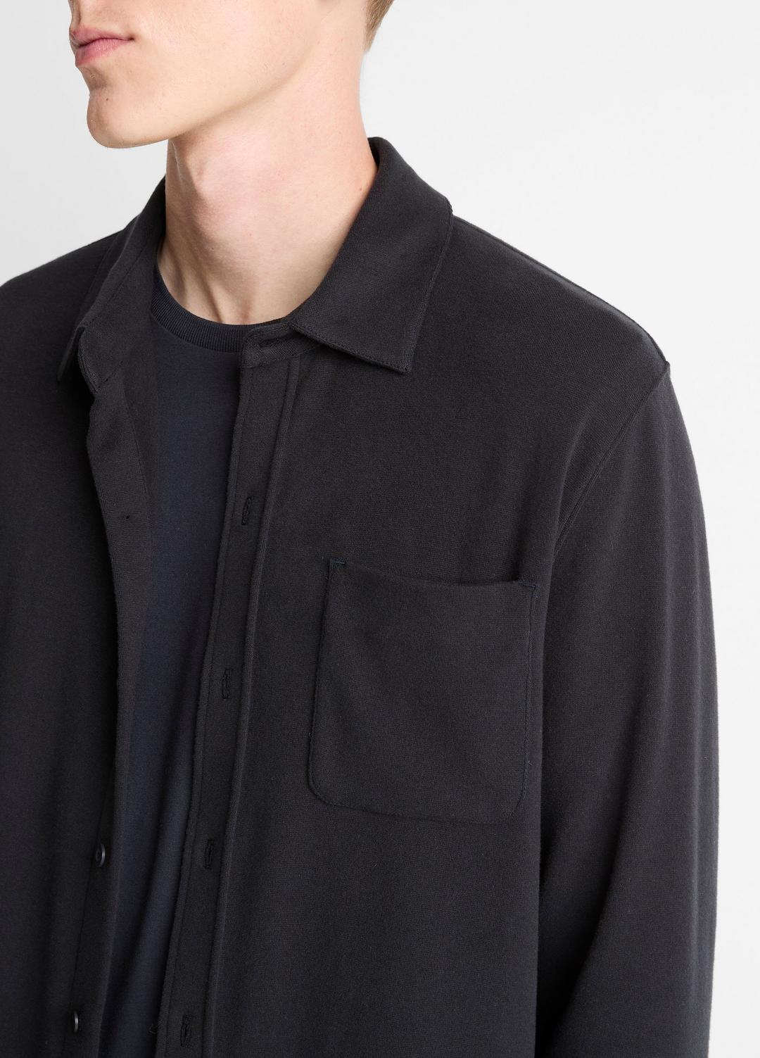 Knit Cotton-Blend Button-Front Shirt in Long Sleeve | Vince discount