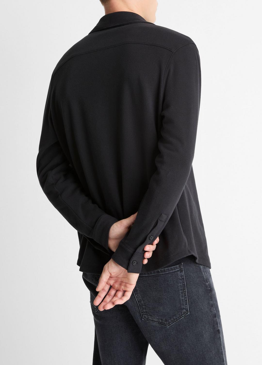 Knit Cotton-Blend Button-Front Shirt in Long Sleeve | Vince discount