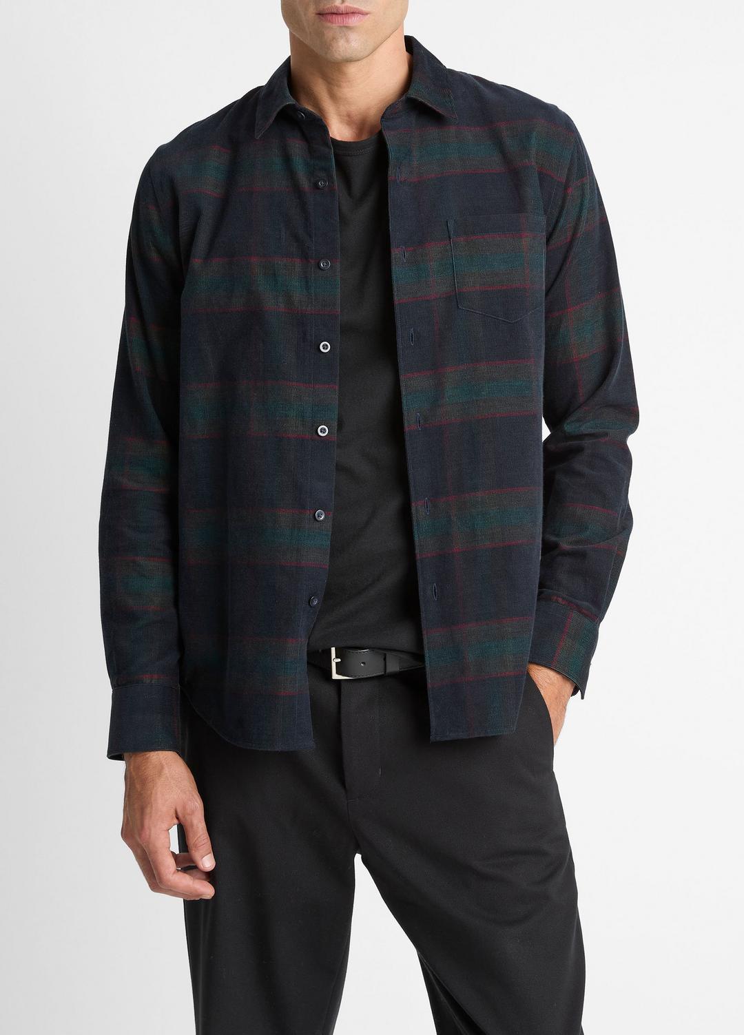 Holme Plaid Cotton Button-Front Shirt in Long Sleeve | Vince outlet