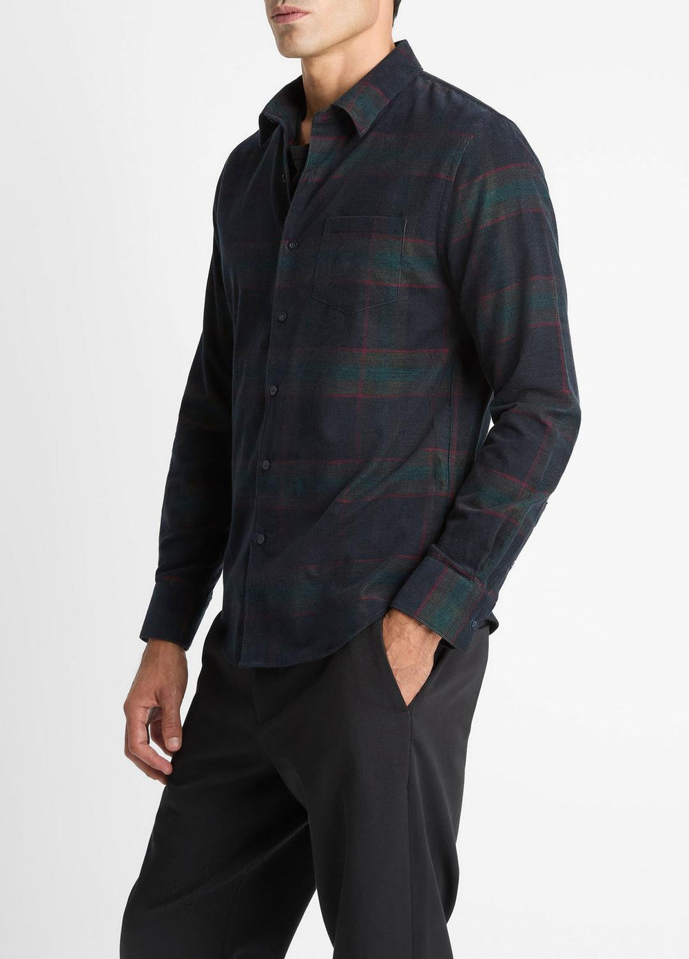 Holme Plaid Cotton Button-Front Shirt in Long Sleeve | Vince outlet