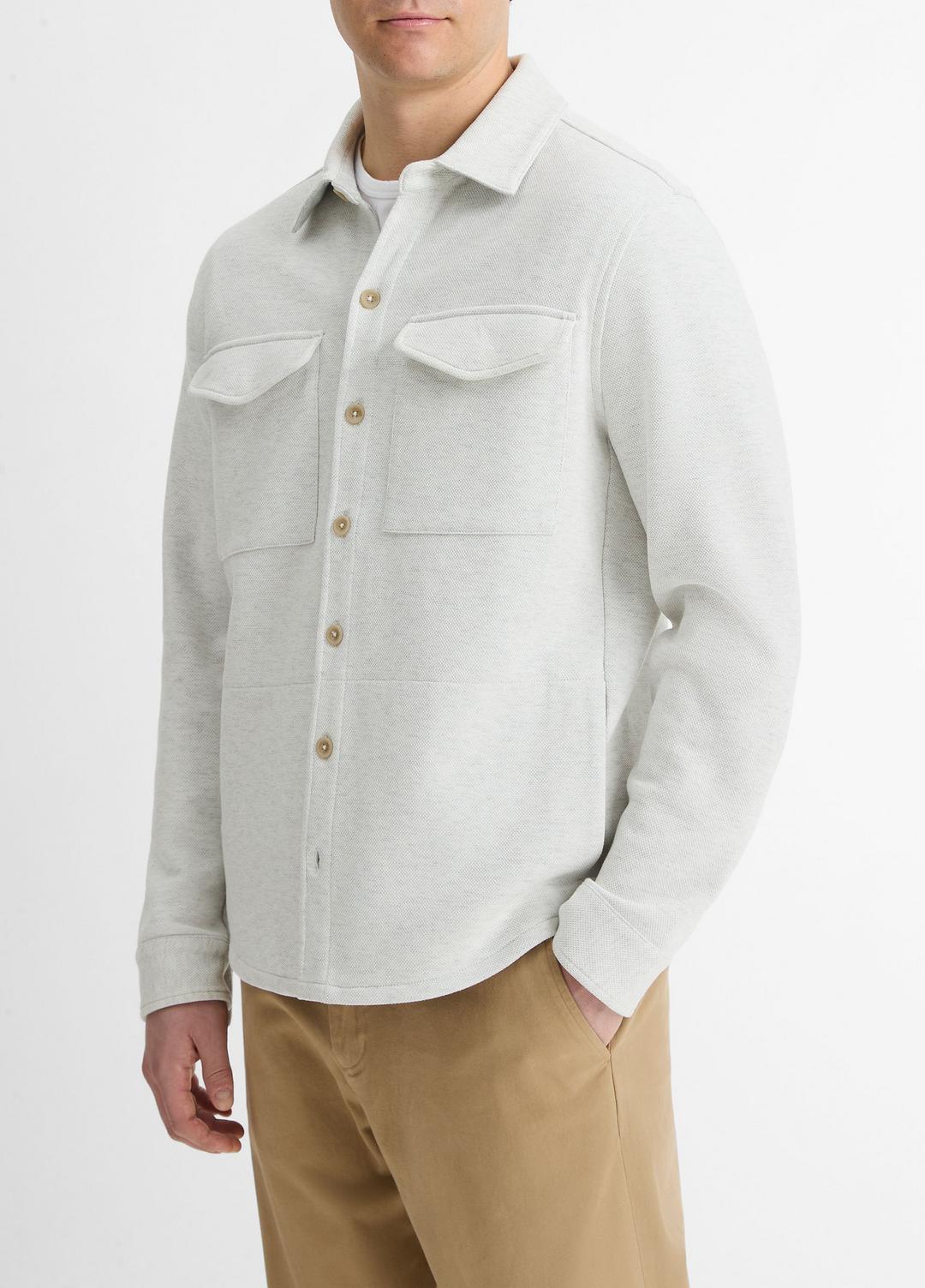 Double-Knit Cotton-Blend Piqué Shirt Jacket in Shirt Jackets | Vince for sale