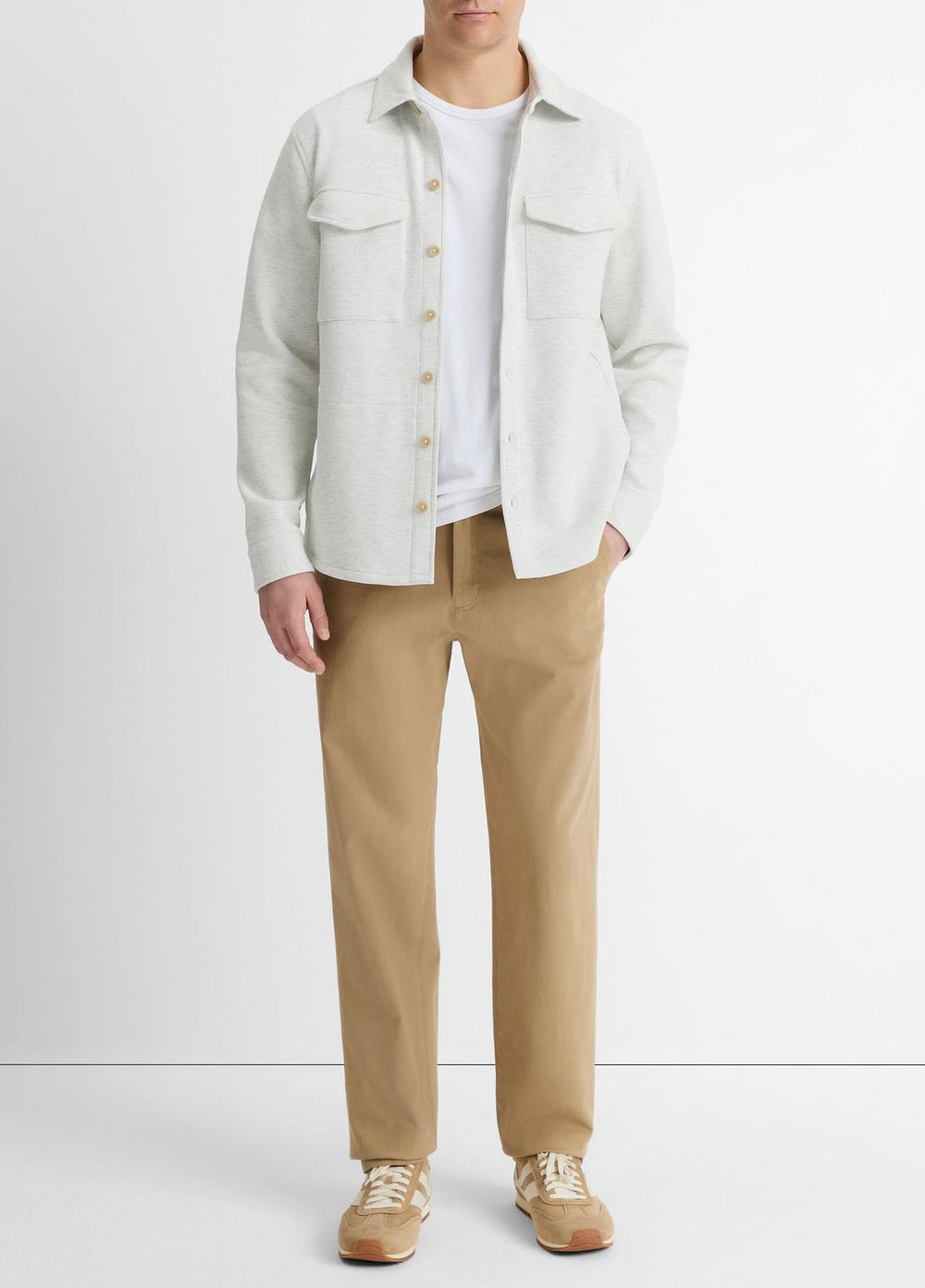 Double-Knit Cotton-Blend Piqué Shirt Jacket in Shirt Jackets | Vince for sale