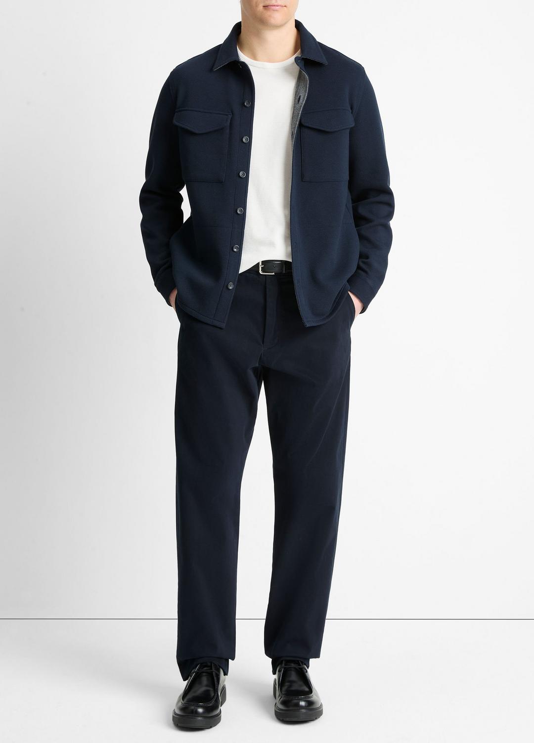 Double-Knit Cotton-Blend Piqué Shirt Jacket in Shirt Jackets | Vince on sale