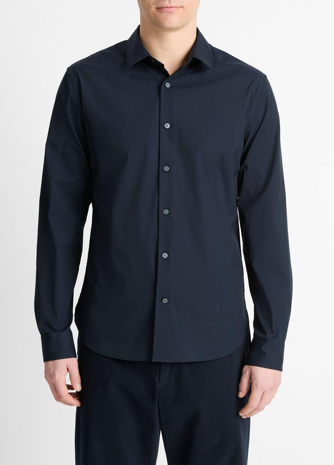Stretch-Cotton Poplin Shirt in Long Sleeve | Vince US