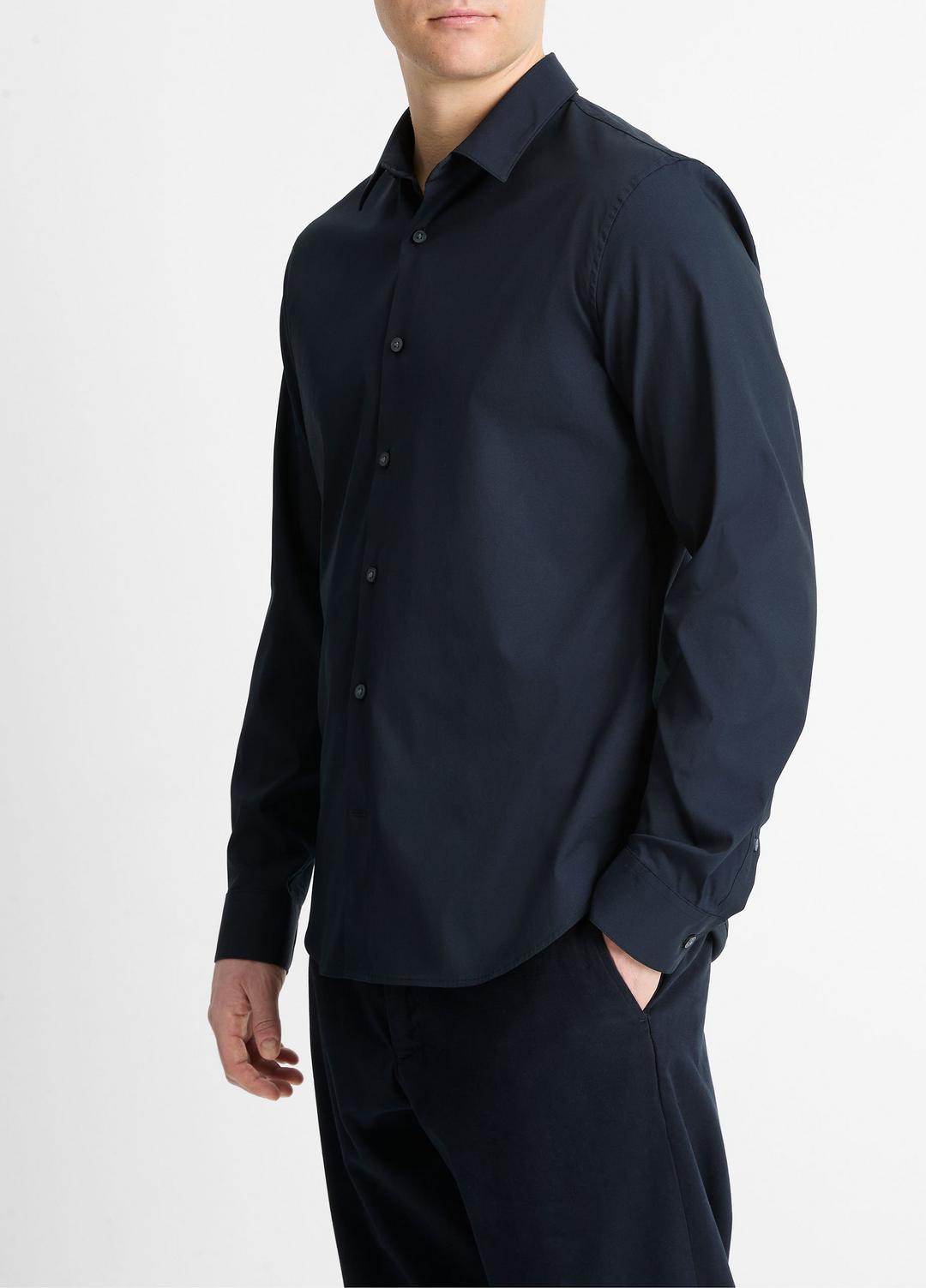 Stretch-Cotton Poplin Shirt in Long Sleeve | Vince US