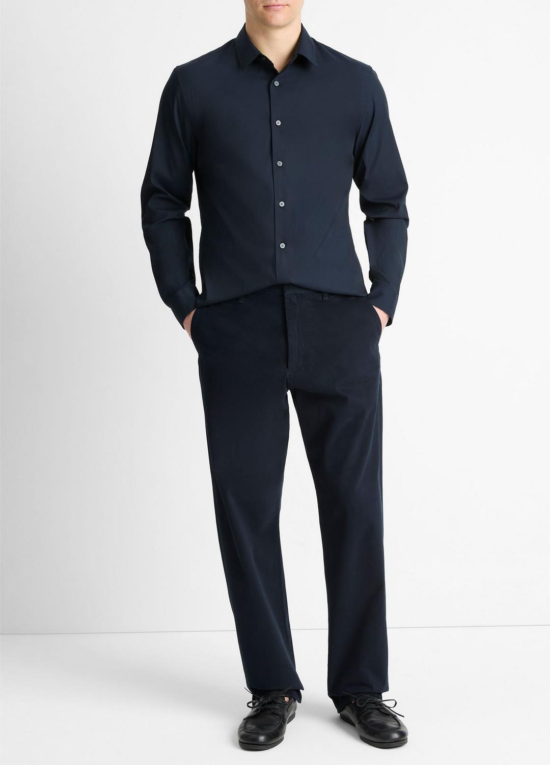 Stretch-Cotton Poplin Shirt in Long Sleeve | Vince US