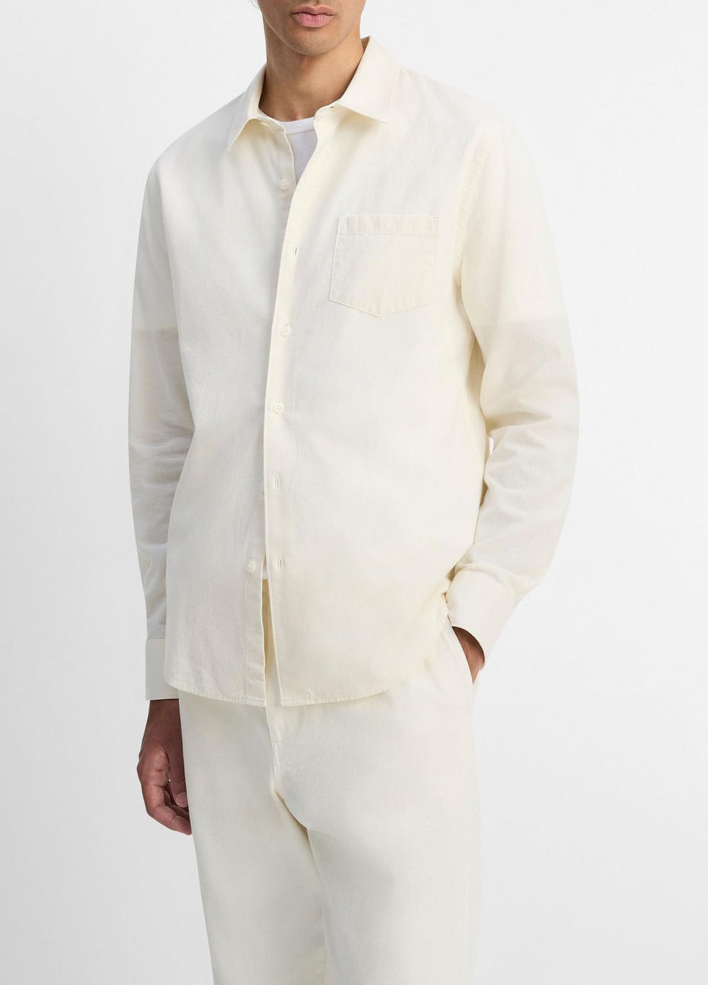 Cotton Chambray Button-Front Shirt in Long Sleeve | Vince Online