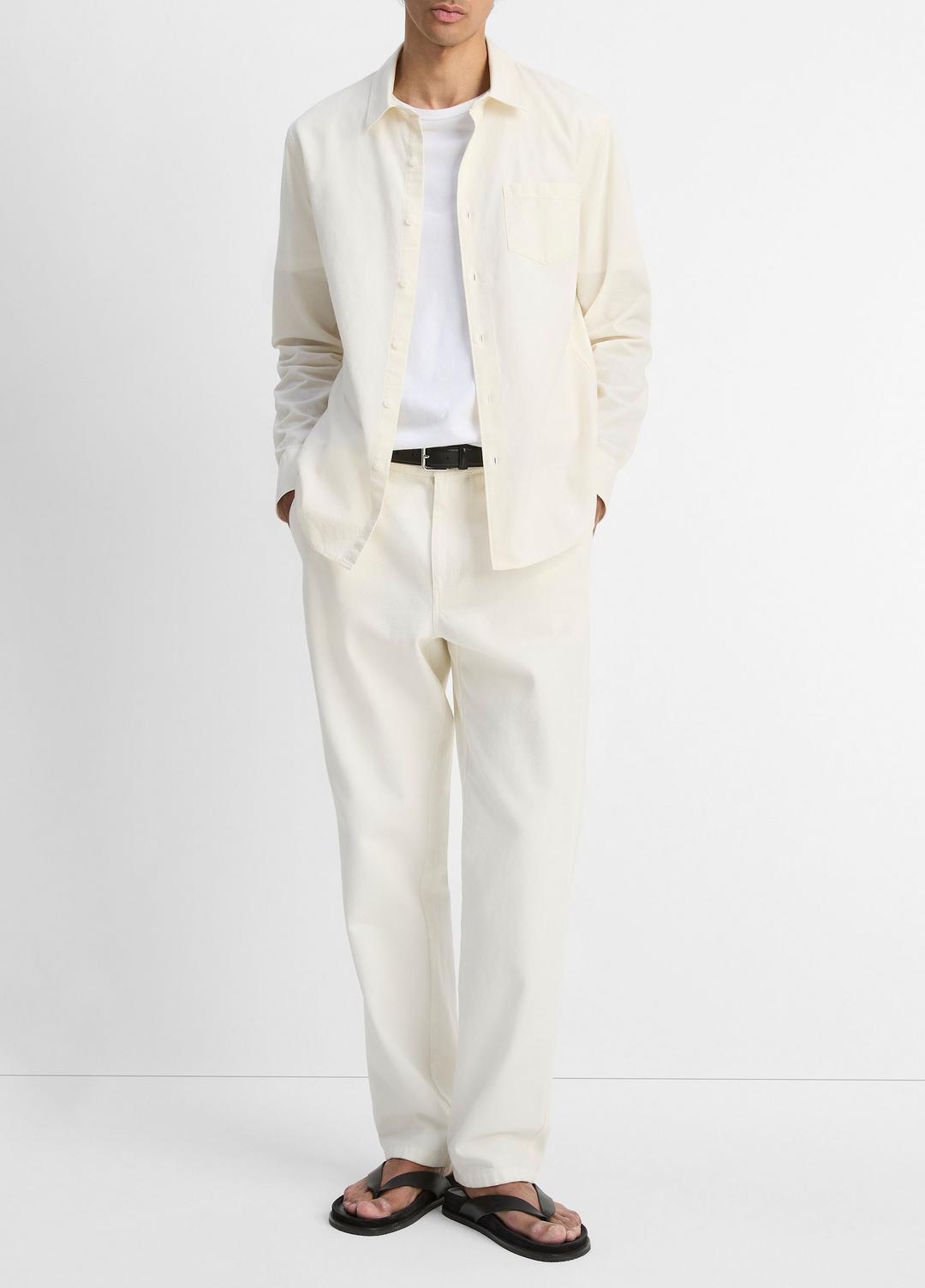 Cotton Chambray Button-Front Shirt in Long Sleeve | Vince Online