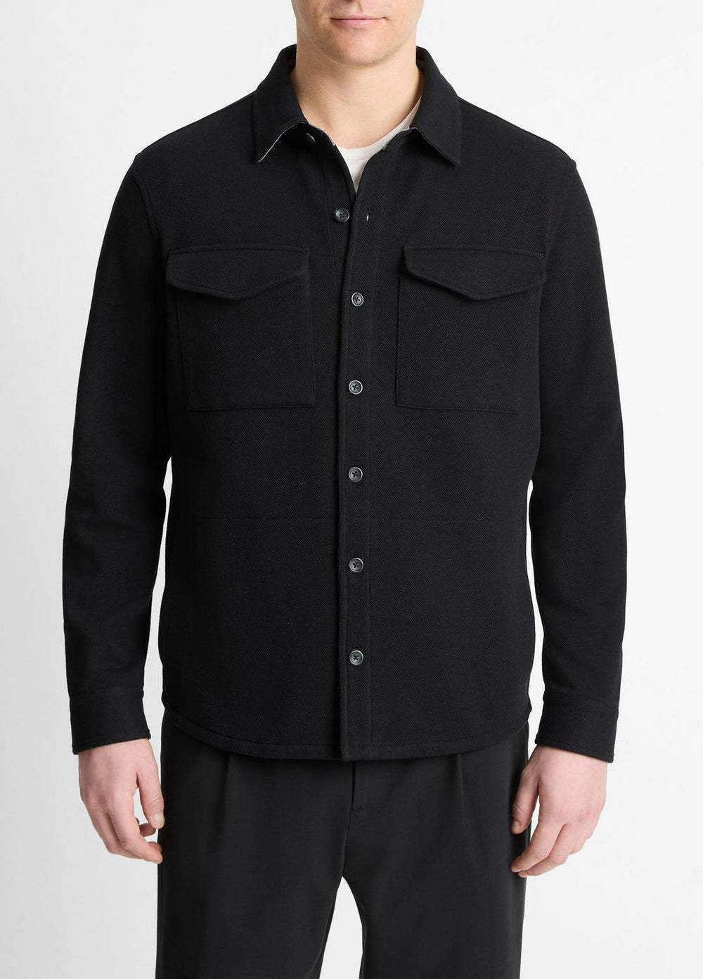 Double-Knit Cotton-Blend Piqué Shirt Jacket in Shirt Jackets | Vince discount