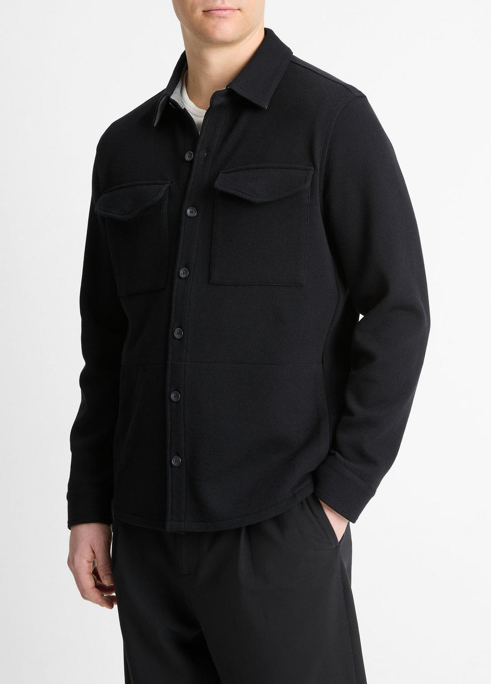Double-Knit Cotton-Blend Piqué Shirt Jacket in Shirt Jackets | Vince discount